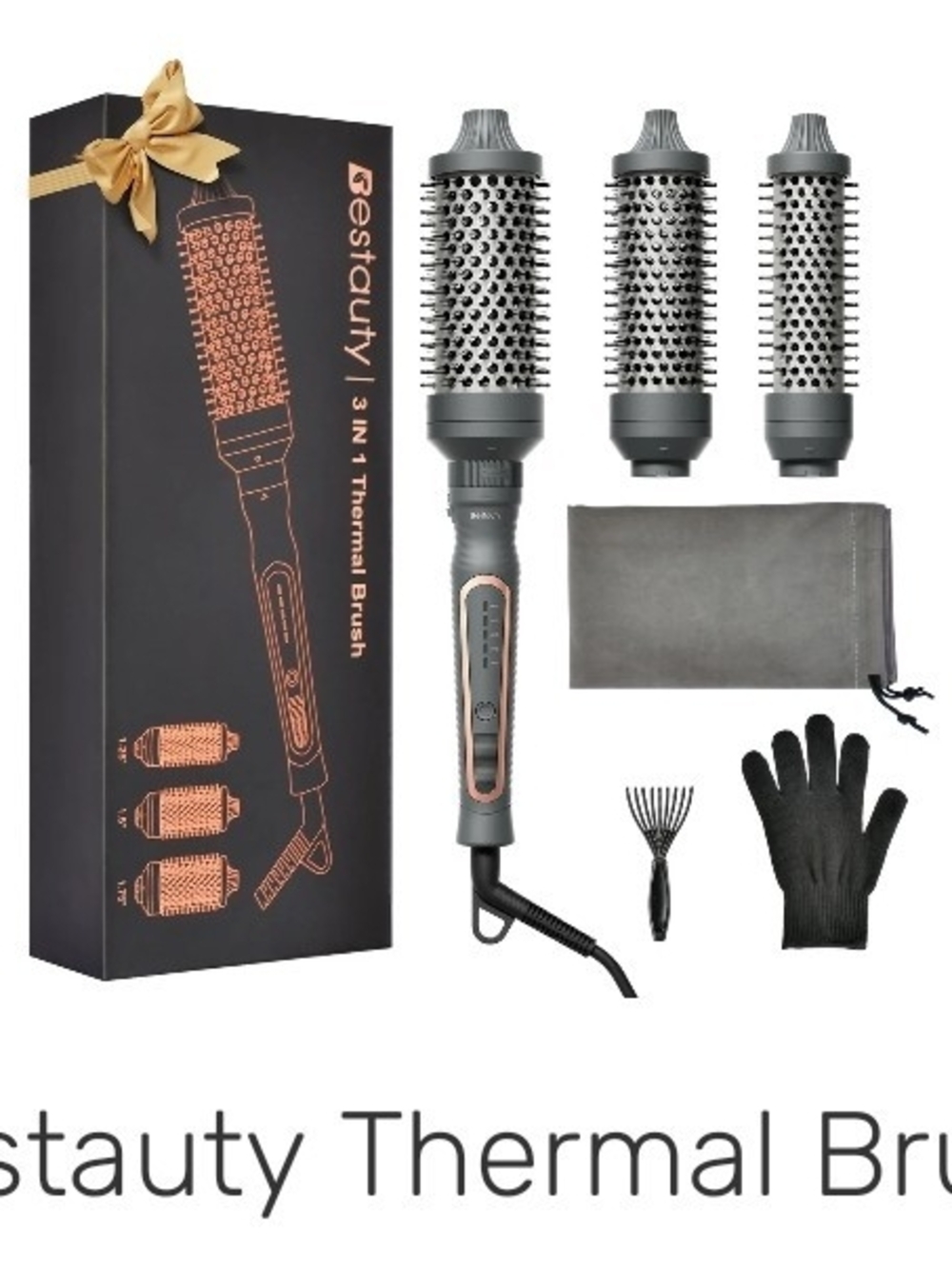 3-in-1 Thermal Round Brush Hair Styler - Gray